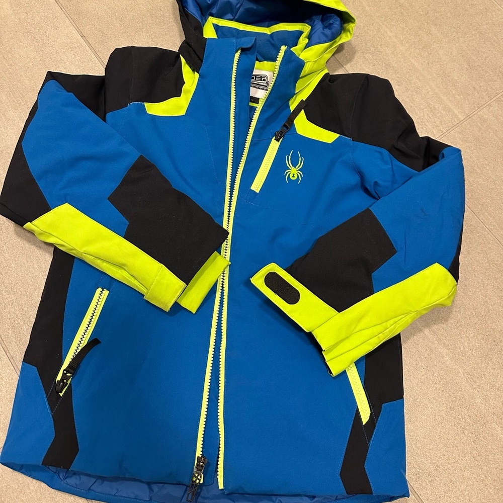 Spyder Kids Vibrant Blue and Neon Green Raincoat